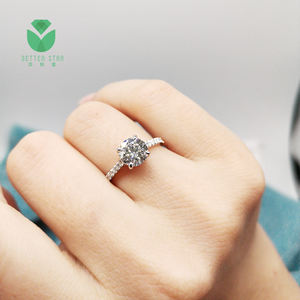 Betterstar 18K oro minimalista diamante compromiso anillo redondo diamante boda banda laboratorio cultivado diamante joyería - Product Image 2