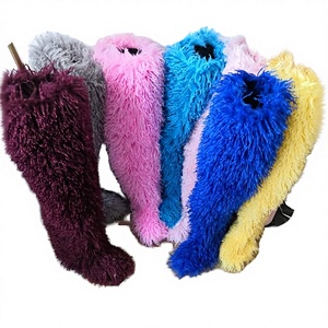 Faux Mongolian Women's Over-the-Knee Peep Toe Faux Fur Boots Winter Summer Warm with Fur Lining - Product Image 2