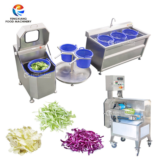Salad Production Cabbage Ozone Vegetable Washing Slicing Dewatering Machine Line