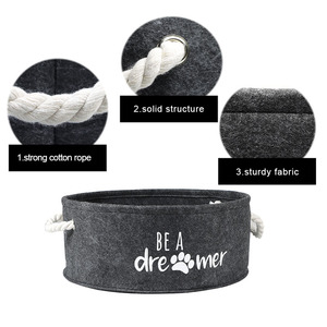 Panier de rangement en feutre de style tambour, pliable, amovible et lavable pour une organisation efficace et l'utilisation pour chat/chien - Product Image 3