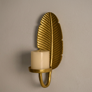 Elegante Portavelas de Pared con Hojas Doradas, Soporte Metálico para Velas de Té y Velas de Pilar, para Decoración del Hogar, Sala de Estar y Comedor - Product Image 3