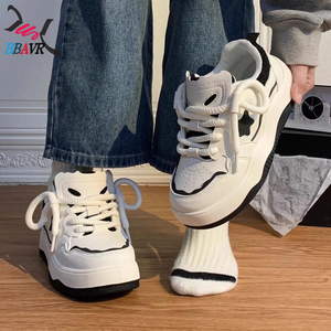Zapatillas Deportivas de Mujer Estilo Coreano Retro Americano, Antideslizantes, con Suela Gruesa, Parte Superior de Cuero Sintético, Cierre de Cordones Delanteros - Product Image 4