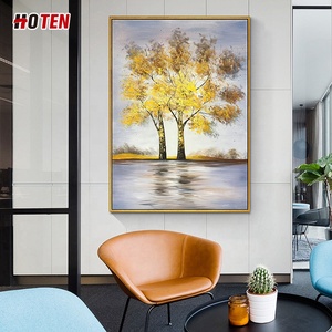 Grande pittura astratta <span class=keywords><strong>su</strong></span> misura albero dorato dipinto a mano olio <span class=keywords><strong>su</strong></span> <span class=keywords><strong>tela</strong></span> arredamento moderno unico per sala da pranzo - Product Image 4