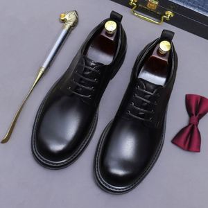 Zapatos de Hombre de Cuero Retro, Estilo Inglés, con Cordones, Casuales, Formales, de Cuero Genuino, a la Moda - Product Image 2