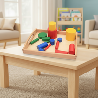 Plateau en bois Montessori JET avec poignées pour enfants de 4 à 6 ans, jouet éducatif certifié CE pour les écoles maternelles et les centres d'apprentissage