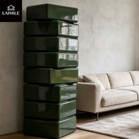 Commode haute empilable de luxe moderne, irrégulière, à 8 tiroirs, en cuir PU, meuble de rangement pour chambre à coucher, mobilier de maison OEM ODM