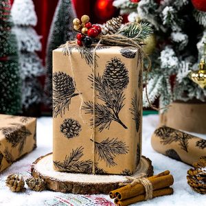 Kraft Christmas Wrapping <b>Paper</b> <b>Roll</b> 17 Inch X 33 Feet Pinecone Pattern Brown Gift <b>Wrap</b> For Holiday Packaging - Product Image 6