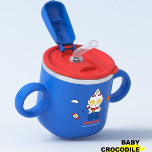 Mug à boire pour enfants en plastique recyclable de haute qualité, imprimé avec un dessin animé mignon, 280 ml, sans BPA, avec poignée et paille pour bébé - Product Image 4