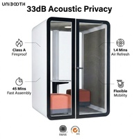 Cabina Telefónica Portátil Prefabricada UNIBOOTH, Insonorizada 33dB, ISO 23351, Ignífuga, de Ensamblaje Rápido, para Sala de Capacitación, Vestíbulo, Pedidos al por Mayor