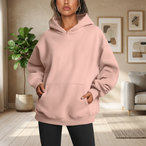 Sweat-shirt à capuche oversize en polaire épaisse pour femme, grande taille, manches longues, anti-boulochage, respirant, hiver, automne, décontracté - Product Image 1