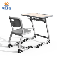 Ensemble bureau et chaise pour élèves du primaire et du secondaire, base en métal robuste ergonomique réglable en hauteur, en plastique PP K12