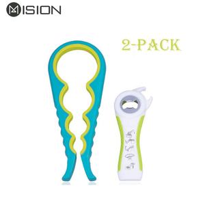 一套2个4合1金属硅胶多功能厨房配件4合1瓶啤酒罐开罐器可定制徽标包装盒 - Product Image 2