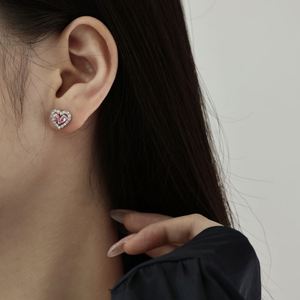 Dylam Dainty <b>Fine</b> Fashion Hypoallergenic 925 Sterling Silver Fade Free Heart Shape Eternity 5A Zirconia Jewelry <b>Stud</b> <b>Earrings</b> - Product Image 3