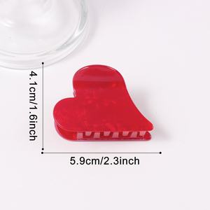 Pinza para el pelo de PVC hecha a mano, estilo dulce y moderno, serie roja, <span class=keywords><strong>con</strong></span> diseño de corazón y garra, para uso diario y versátil, para la parte trasera de la cabeza, venta al por mayor. - Product Image 5