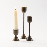 Ensemble de 3 bougeoirs coniques en laiton pièce maîtresse de table bougeoirs décoratifs pour ornements de dîner aux chandelles de réception