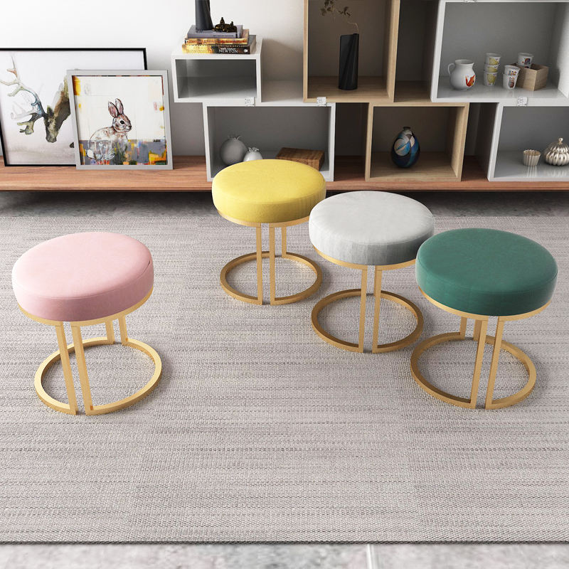 Latest Design Living Room Furniture Nordic Gold Metal Legs Makeup Stool  Bedroom Bed Side Stool Dressing Table Chair Hotel Stool