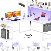 Escritorio de Computadora Ergonómico Moderno en Forma de L, de Madera y Metal, Ecológico y Multifuncional con Cajón para Oficina en Casa y Juegos