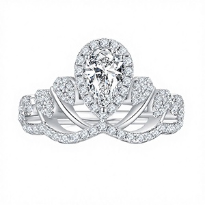 Anillo de Moissanita MuShan Crown 6x8, Plata de Ley 925, Chapado en Platino, Joyería Fina Brillante para Mujer, Aniversario y Boda - Product Image 3
