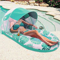 Fauteuil inclinable portable en maille PVC avec porte-gobelet et pare-soleil amovible, ponton gonflable pour piscine pour adultes
