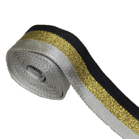 Ruban élastique en spandex/coton de haute qualité de 2 pouces avec ligne dorée et argentée, sangle de 5 cm de large pour bandoulière de sac