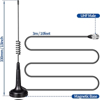 ACB27S 27MHz Antena Radio CB PL259 BNC Male Magnetic Base Kompatibel dengan Midland Uniden Maxon President Kendaraan Mobil Truk