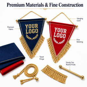 Drapeau suspendu personnalisé avec logo, bannière sportive en satin avec pompons et mât pour la décoration des cérémonies d'échange et de remise de prix des clubs scolaires - Product Image 4