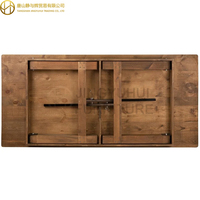 Mesa de Granja Plegable de Madera de Pino Macizo Rectangular de 8' X 40', Estilo Rústico Antiguo, Hecha a Mano, con Patas Rectas, para Alquiler de Eventos y Banquetes de Boda