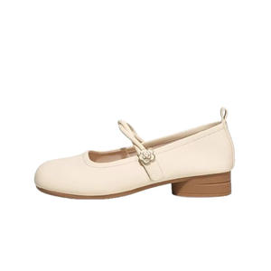 Zapatos de Novia Mary Jane de Tacón Alto, Nueva Colección Otoño-Verano, Cuero Premium, Diseño Retro Francés con Tira Cruzada - Product Image 1