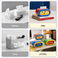 Boîte à mouchoirs personnalisée UFORU à tirer pour restaurant, hôtel, décoration de bureau avec carte de message interchangeable, boîte à mouchoirs en plastique