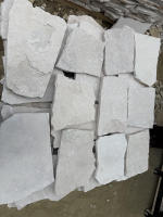 Carrelage en grès blanc premium, pierre de parement murale en grès à face brisée, pavé extérieur, pierre aléatoire en vrac