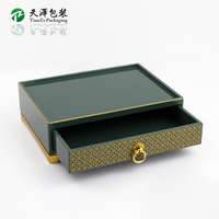 Boîte cadeau de luxe en bois vert avec tiroir, motif gaufré personnalisé, finition brillante faite à la main, pour thé, chocolat, dattes, fruits secs