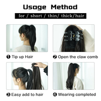 28 pouces pince à griffes naturel brun synthétique queue de cheval Extensions de cheveux ondulé bouclés Cabello De Cola De Caballo fibre résistante à la chaleur