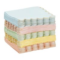 Serviettes jetables pastel de 5 pouces, bord festonné doré, 5 couleurs, 3 plis, en sachet, directement de l'usine, accessoires festifs pour célébrations