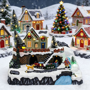 Figurines de maisons de village de Noël avec Père Noël éclairé par LED, nouveauté 2025, décorations de Noël - Product Image 2
