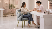 Chaise de manucure et de maquillage en métal de luxe abordable ; Tabouret de coiffeuse avec dossier et accoudoirs ; Tabouret moderne et minimaliste