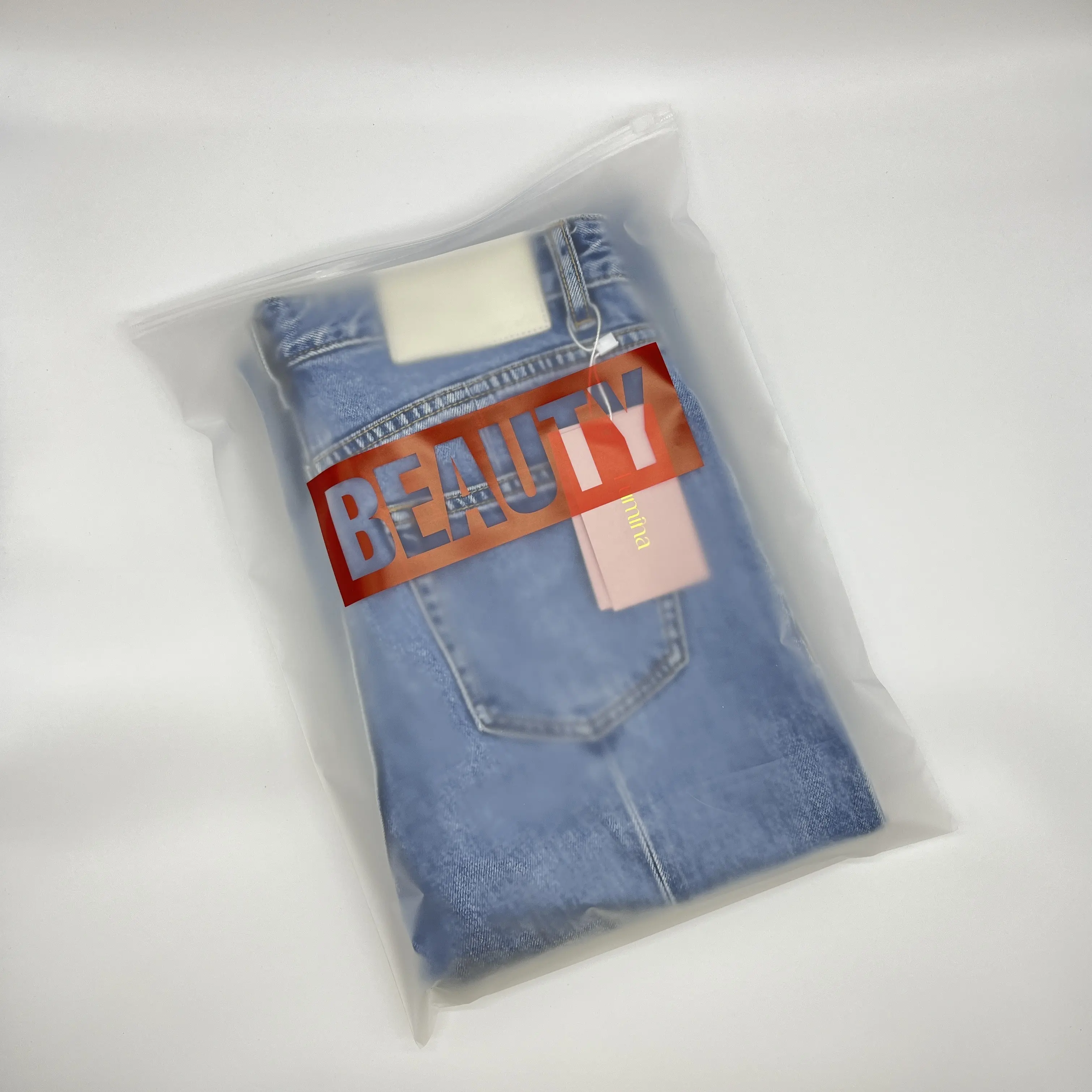 Bolsa de plástico esmerilado PVC cremallera bolsa de cosméticos claro transparente Jeans bolsas de plástico para ropa