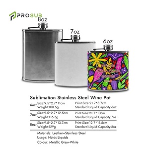 Prosub biểu tượng tùy chỉnh 6oz 7Oz 8oz người đàn ông rượu hip flasks PU da thép không gỉ rượu vang nồi khoảng trống thăng hoa Hip Flask - Product Image 2