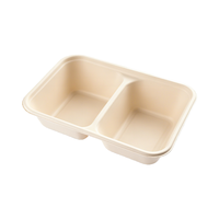 Bagasse 2-delige afhaallocatiebox 850ml 1000ml rechthoekige voedselcontainer met deksel voor kamperen, reizen, restaurant