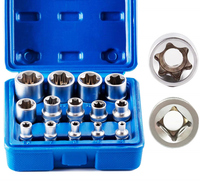 1/2 1/4 3/8 Pouce Drive 14 Pcs E Type Plum Blossom Torx Star Socket Set