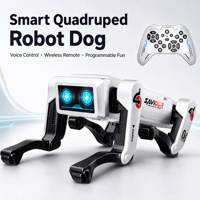 Chien robot électrique télécommandé au design futuriste avec affichage lumineux, contrôlable par application Wi-Fi, actions programmables pour anniversaire de garçons