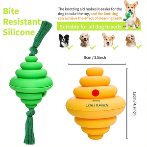 Juguete Indestructible para Perros, Dispensador de Golosinas de Silicona con Cuerda de Algodón, Juguete Interactivo para Jugar a Tira y Afloja, Juguete para Masticar para Perros Pequeños y Medianos - Product Image 4
