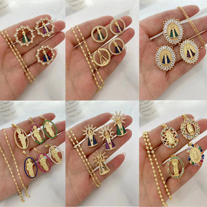 Personnalisé San <span class=keywords><strong>Judas</strong></span> Santa Muerte Pendentif Zircone Pavé Vierge Marie Pendentif Collier Collares Colgante De Moda Joyeria Cristiana - Product Image 1