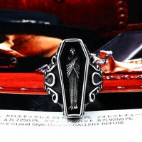 Vampire cercueil crâne anneau hommes titane acier acier inoxydable Punk gothique Vintage bijoux de mode