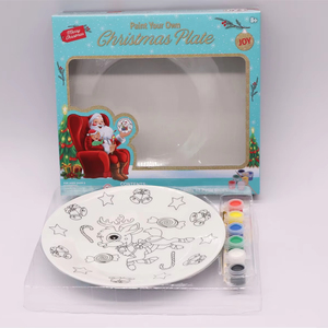 8,19 pulgadas sin pintar pintura hecha a mano DIY niños artesanía cerámica plato Navidad personalizado Santa Claus Reno porcelana dibujos animados - Product Image 1