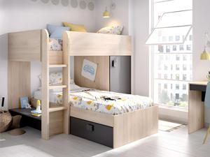 Letto a Castello Multifunzionale a Due Piani per Bambini con Armadio in Legno e Letto Estraibile per Camera <span class=keywords><strong>da</strong></span> Letto dei Ragazzi - Product Image 4