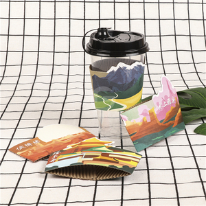 Disposable Irregular <b>Paper</b> Cup Sleeves Custom Logo Printed Eco-friendly for Beverage for Cafe Shop Takeaway Drinks - Product Image 5
