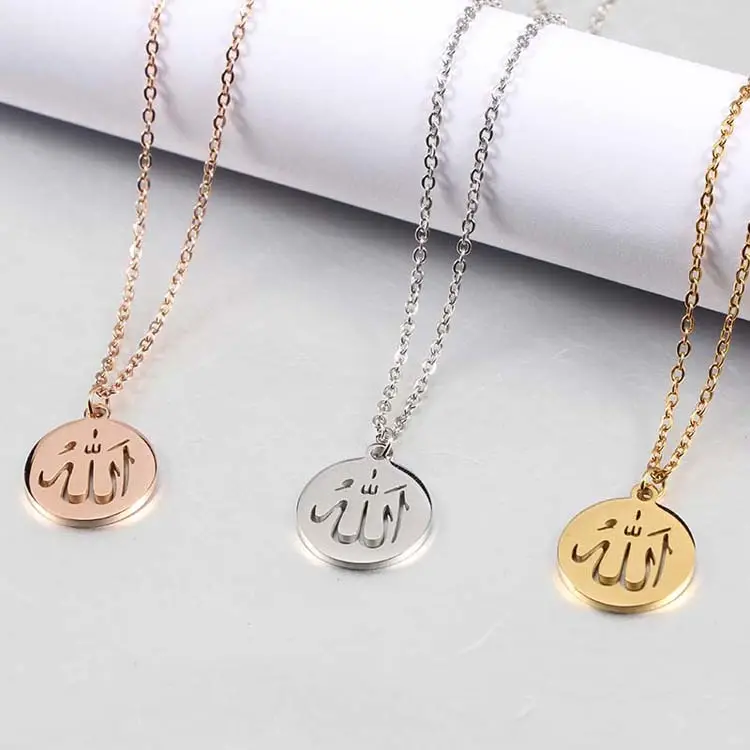 18K Gold Kleur God Drukken Rvs Moslim Allah Hanger Ketting