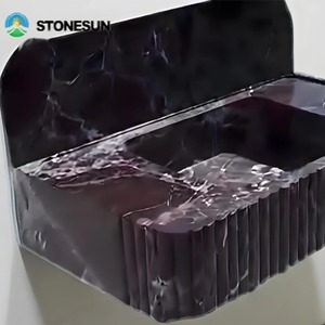 StoneSun naturale Rosso Levanto in marmo nero lavello a parete in vetro lavabo da bagno strumento per la stanza della polvere da cucina - Product Image 3