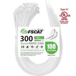 Кабельные стяжки (хомуты) 12 дюймов (100 шт.), прочность на разрыв 175 фунтов, черные, для внутреннего и наружного применения, от FSCAT - Product Image 1