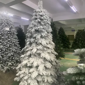 Fabriek Custom Shot Echte Indoor Kerstfeest Voorlicht Ingebouwde Verlichting Gevlokt Balsam Fir Kunstmatige Kerstboom
